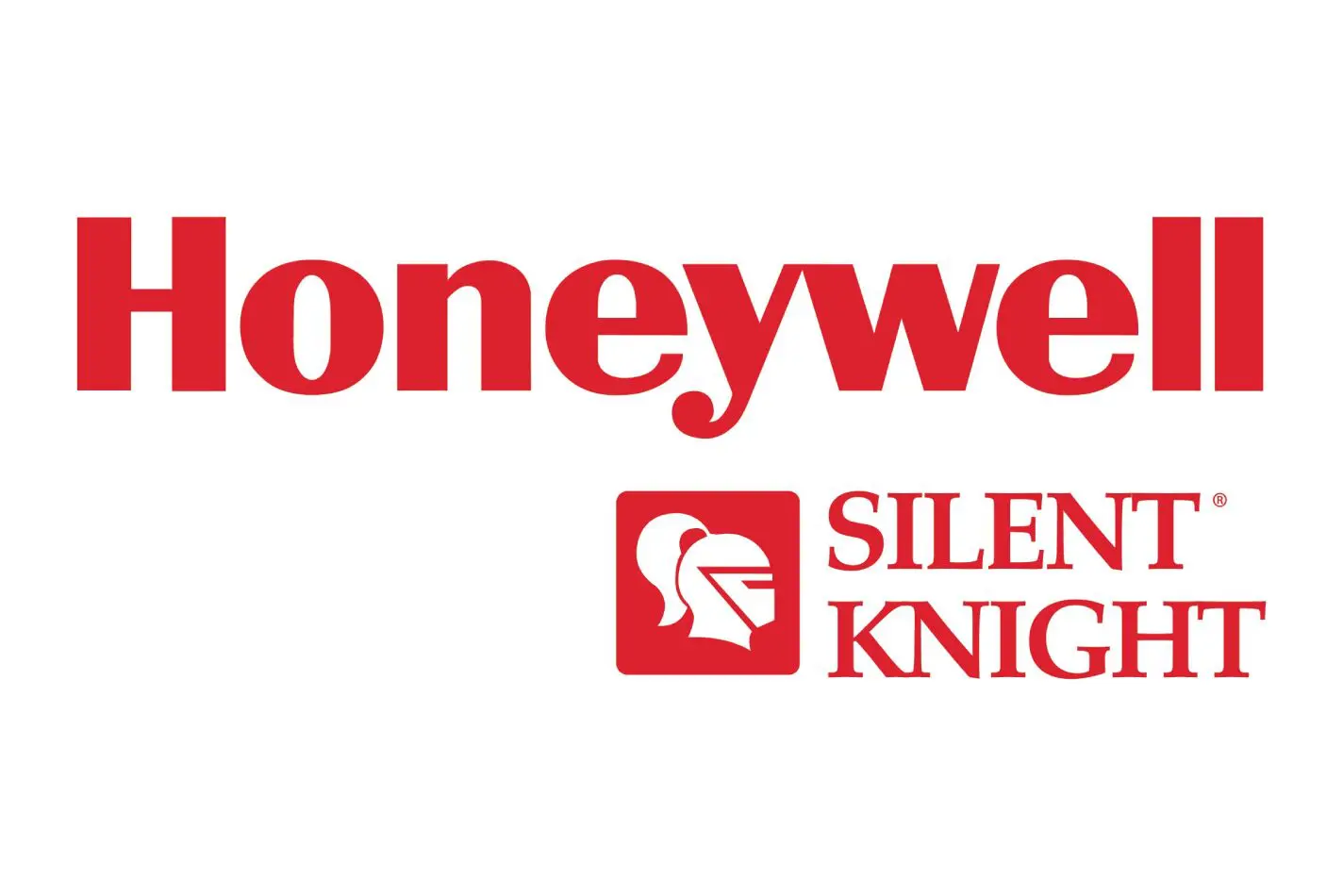 A red and white logo for honeywell and silent knight.