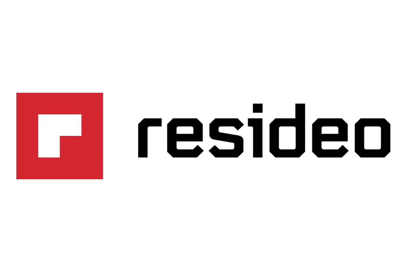 A red and black logo for resideo